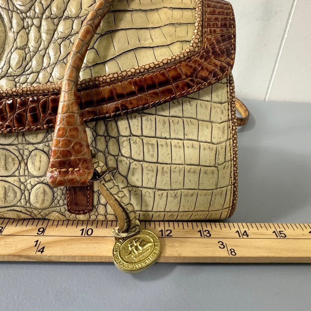 Brahmin Croc Embossed Leather Shoulder Bag Designer Purse Handbag - Picture 8 of 14